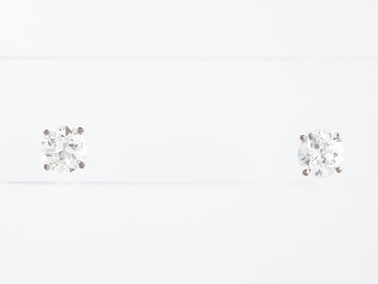 Earrings Modern 1.41 Old European Cut Diamond in 14k White Gold