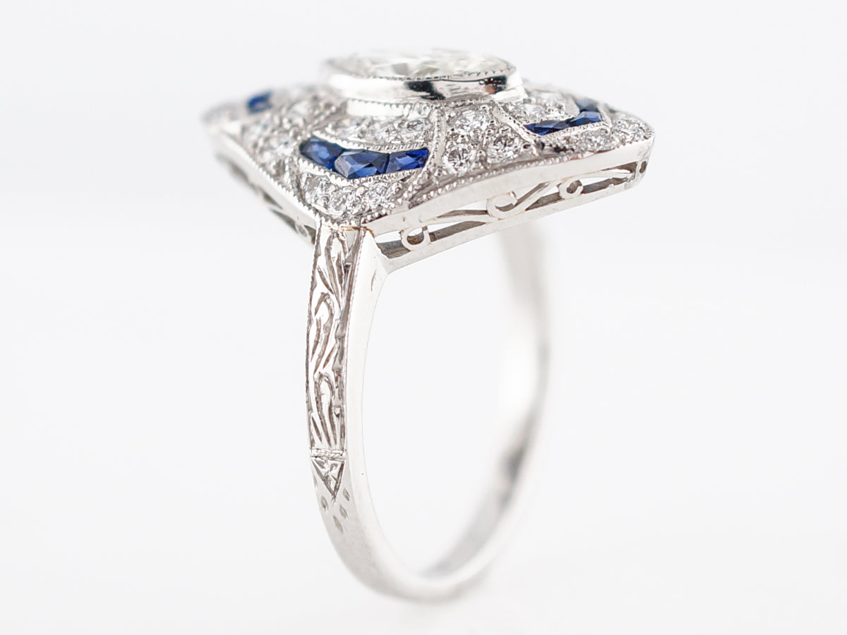 Right Hand Ring Modern .54 Marquise Cut Diamond in Platinum