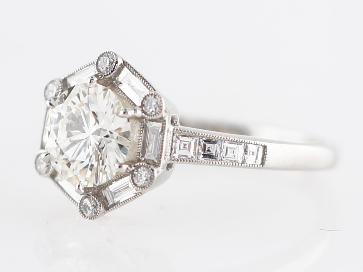 Engagement Ring Modern .98 Round Brilliant Cut Diamond in Platinum