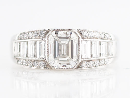 Engagement Ring Modern 1.05 Emerald Cut Diamond in Platinum