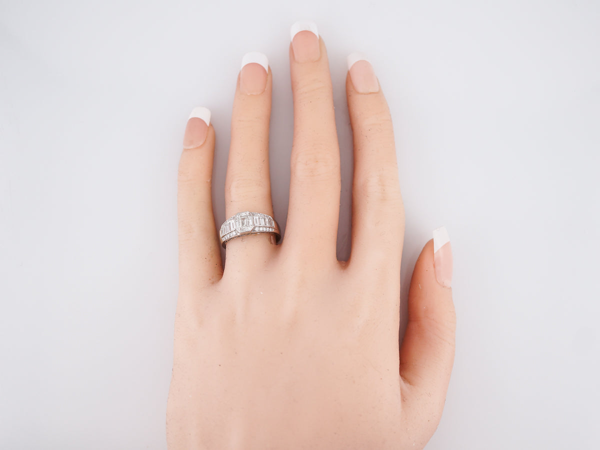Engagement Ring Modern 1.05 Emerald Cut Diamond in Platinum