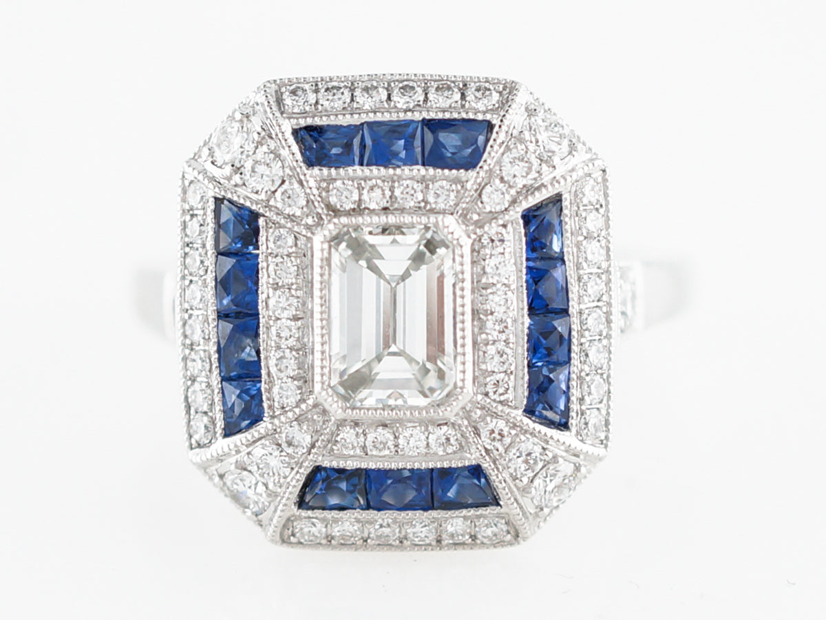 Right Hand Ring Modern .70 Emerald Cut Diamond in Platinum