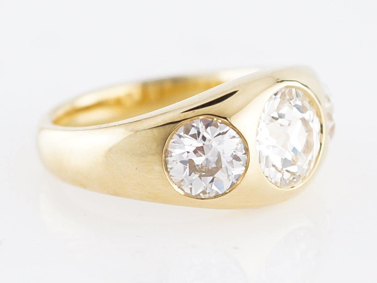 **RTV 1/10/19**Engagement Ring Modern 3.42 Old European Cut Diamonds in 18k Yellow Gold