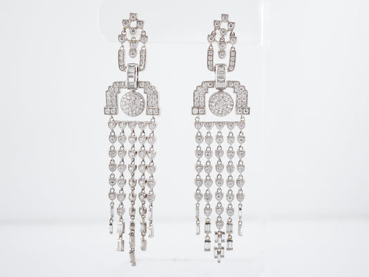 Earrings Modern 5.85 Round Brilliant & Straight Baguette Cut Diamonds in Platinum