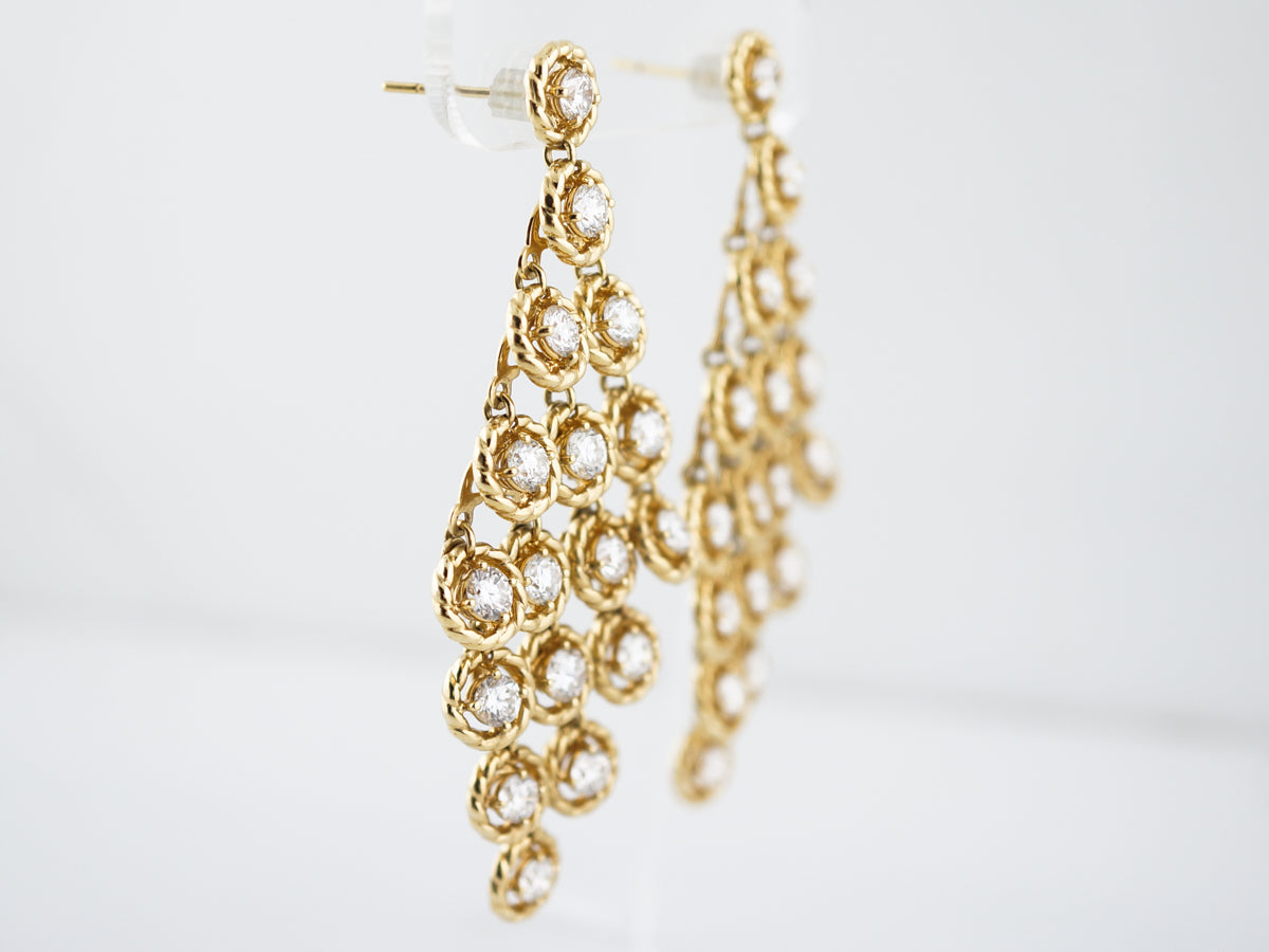 Earrings Modern 8.97 Round Brilliant Cut Diamonds in 18K Yellow Gold
