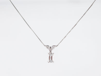 Necklace Modern .80 Emerald & Marquis Cut Diamonds in Platinum