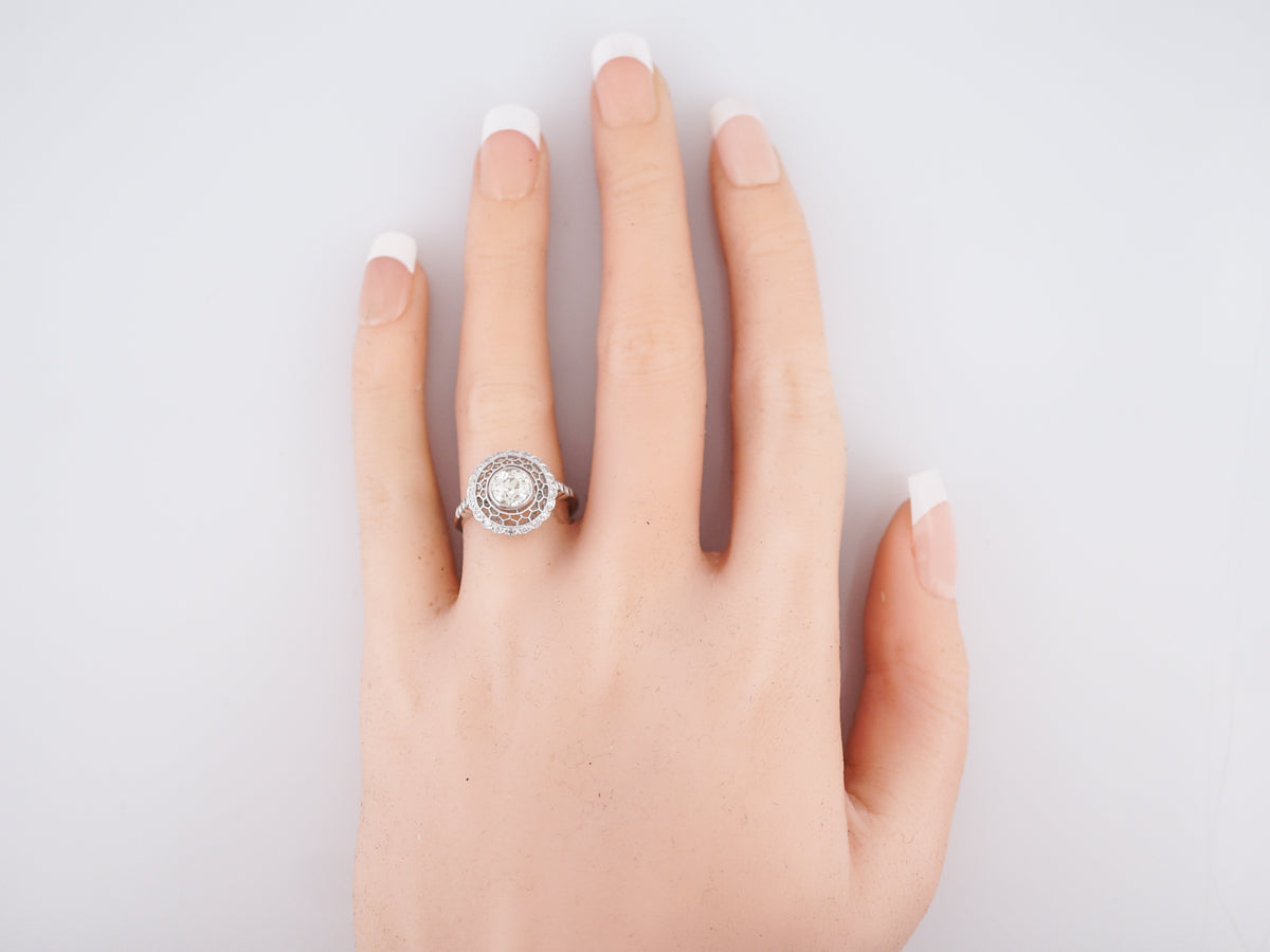 Engagement Ring Modern .87 Old European Cut Diamond in Platinum