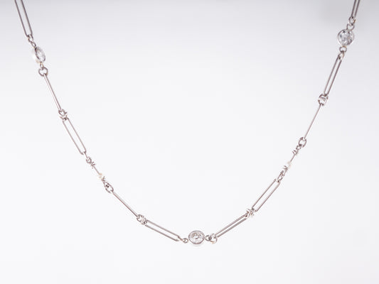 Antique Necklace Art Deco .70 Old European Cut Diamonds in Platinum & 14k White Gold
