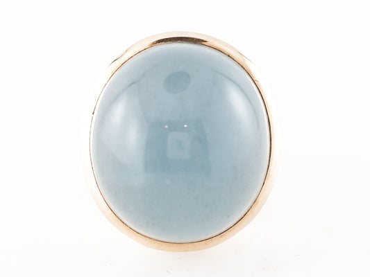 Cocktail Ring Modern 34.26 Cabochon Cut Aquamarine in 14k Yellow Gold