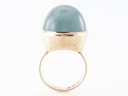 Cocktail Ring Modern 34.26 Cabochon Cut Aquamarine in 14k Yellow Gold