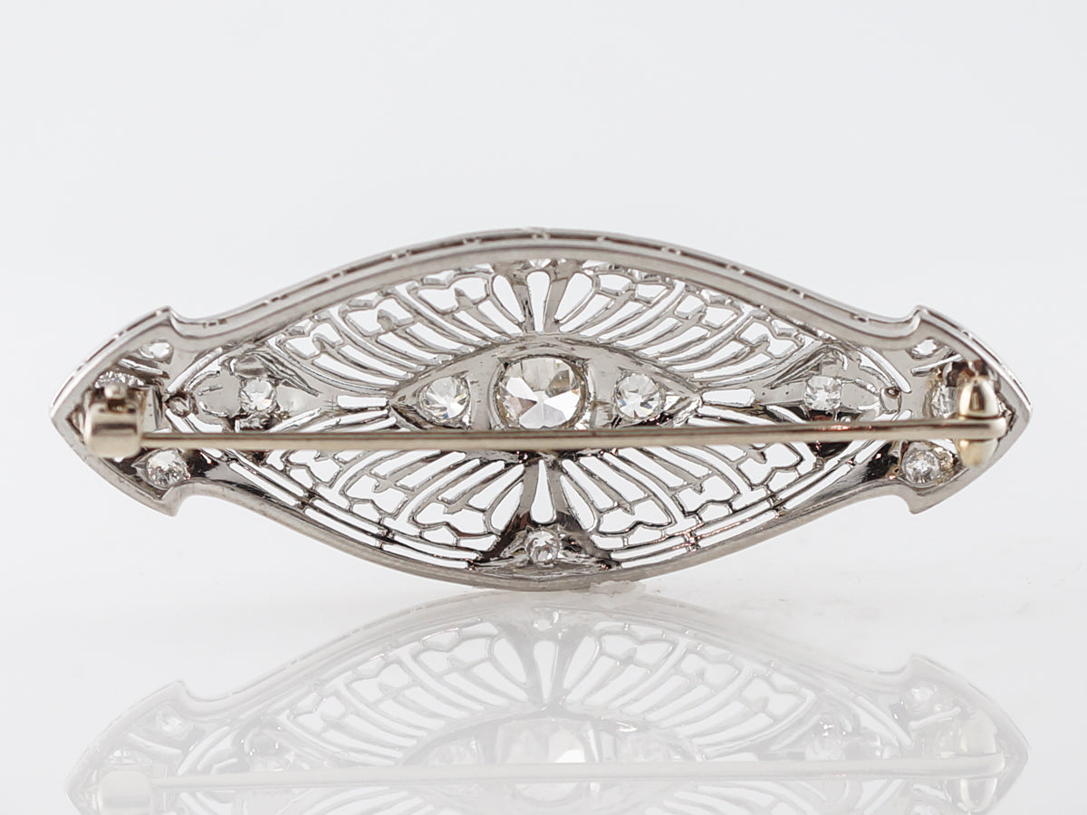 **RTV 1/9/19**Antique Brooch Art Deco 1.54 Old European & Mine Cut Diamonds in Platinum