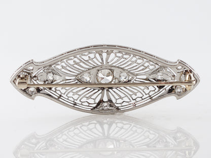 **RTV 1/9/19**Antique Brooch Art Deco 1.54 Old European & Mine Cut Diamonds in Platinum