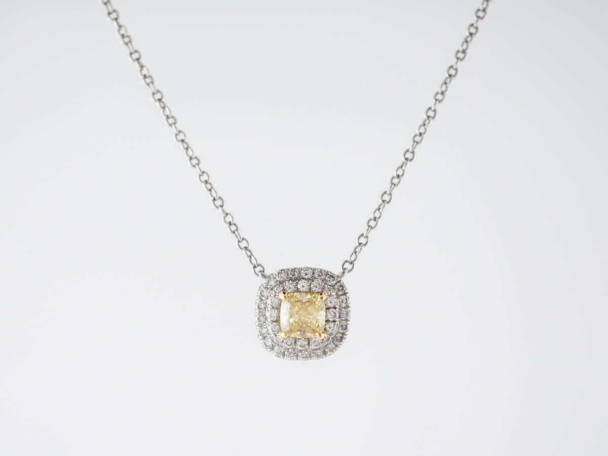 **RTV 1/9/19**Tiffany & Co. Necklace Modern .31 Princess Cut Yellow Diamond in 18k White Gold