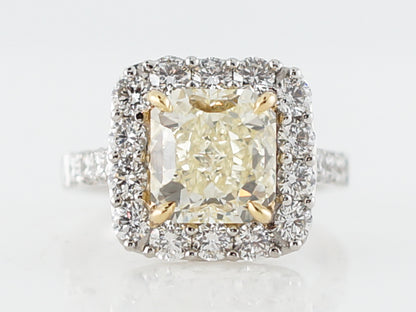 Engagement Ring Modern GIA 3.29 Rectangular Cut Diamond in 18k White & Yellow Gold