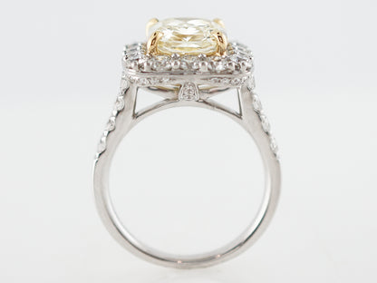 Engagement Ring Modern GIA 3.29 Rectangular Cut Diamond in 18k White & Yellow Gold