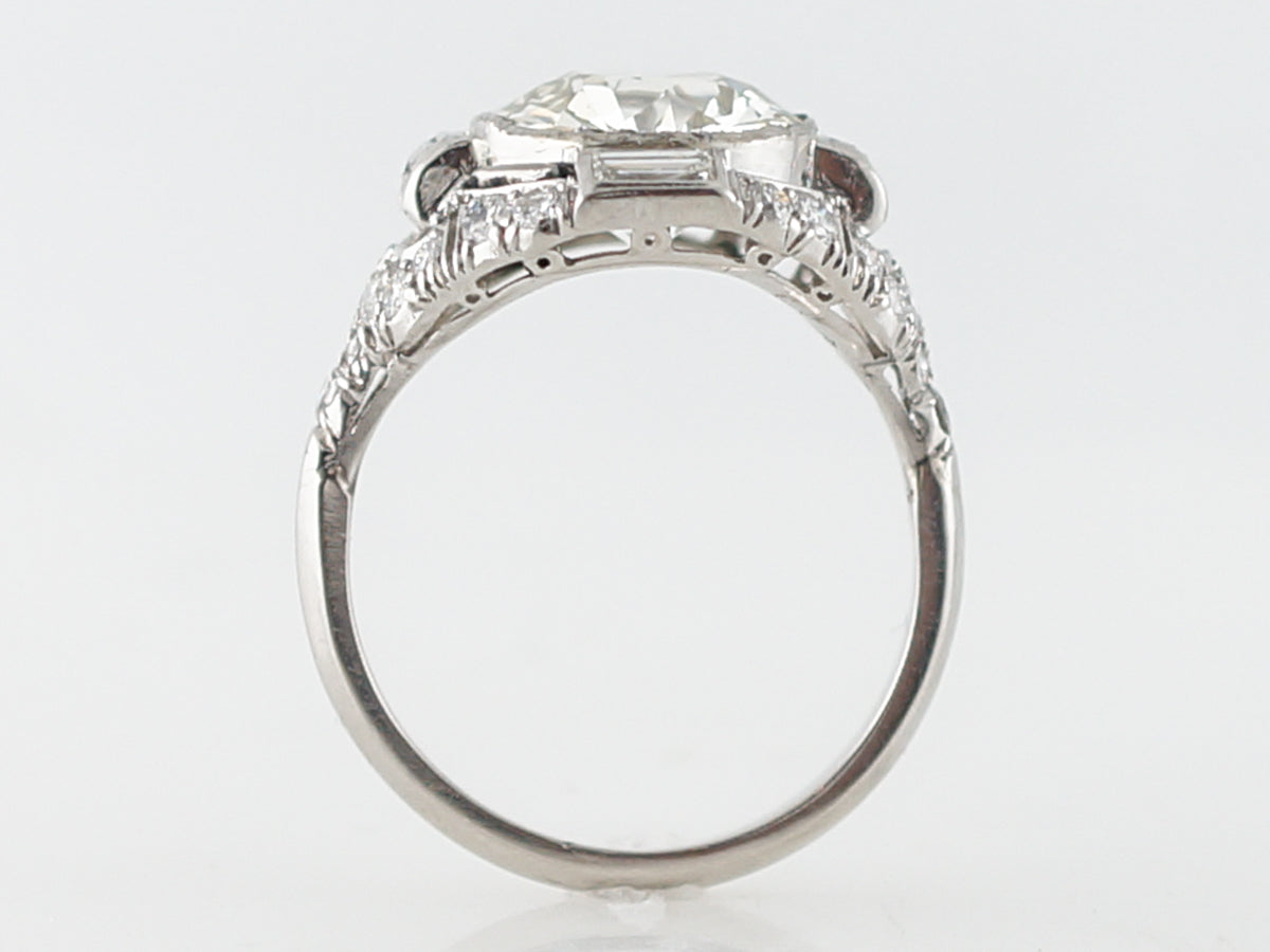 **RTV**Antique Engagement Ring Art Deco GIA 4.24 Old European Cut Diamond in Platinum