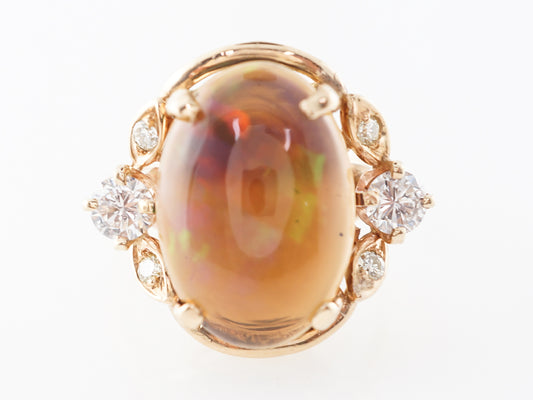 Ethiopian Jelly Opal & Diamond Ring in 18k