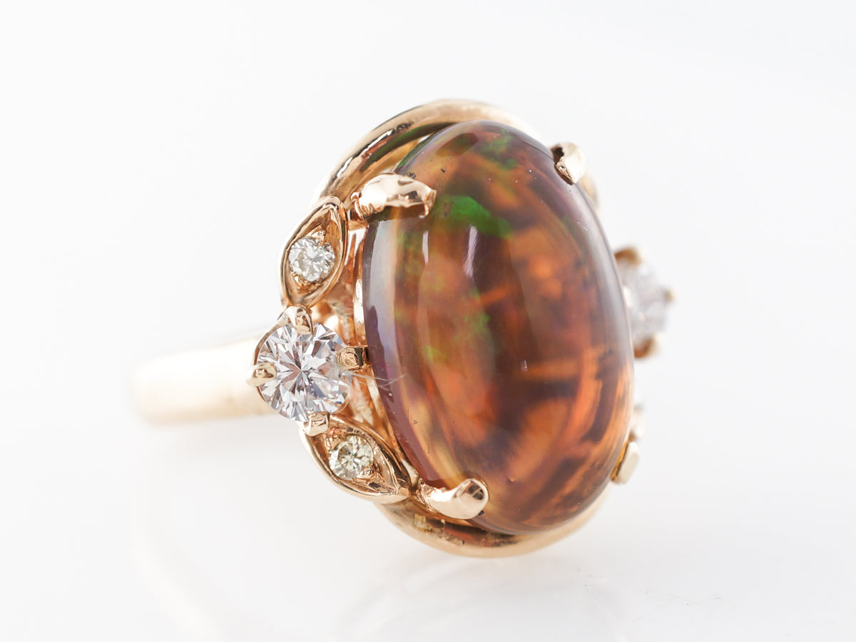 Ethiopian Jelly Opal & Diamond Ring in 18k