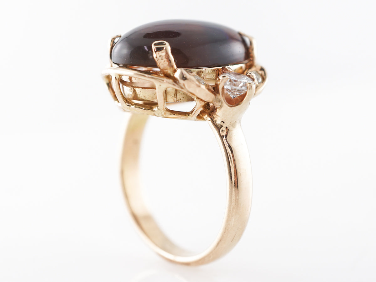 Ethiopian Jelly Opal & Diamond Ring in 18k