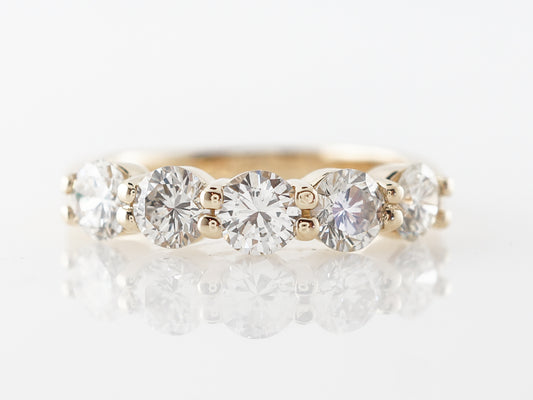 5 Stone Diamond Wedding Band in 14k Yellow Gold