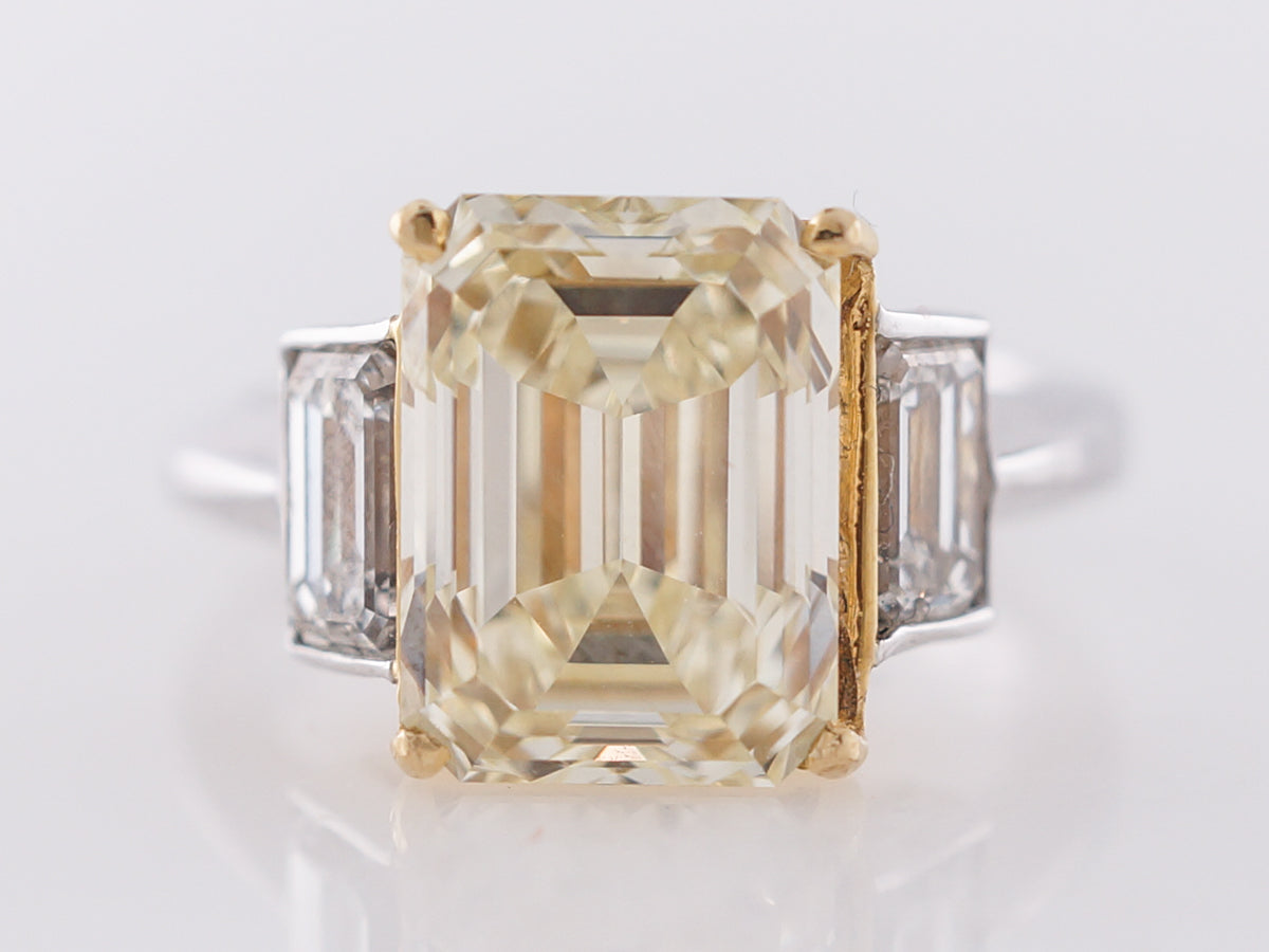 **RTV 9/4/19**Fancy Yellow Emerald Cut Diamond Engagement Ring 5 Carats