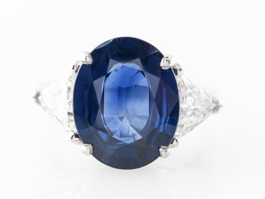 5.30 Carat Oval Sapphire & Trilliant Cut Diamond Engagement Ring