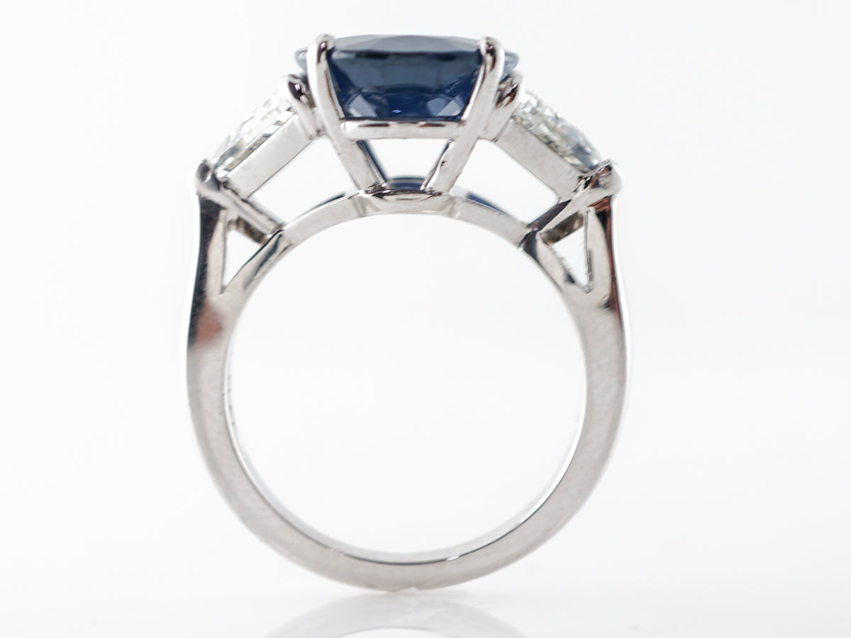 5.30 Oval Sapphire & Trilliant Cut Diamond Engagement Ring
