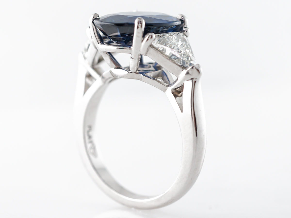 5.30 Carat Oval Sapphire & Trilliant Cut Diamond Engagement Ring