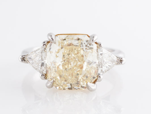 5.46 Fancy Yellow Diamond Engagement Ring in Platinum & 22k