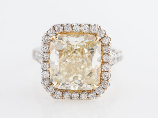 5.90 Carat Fancy Yellow Diamond Engagement Ring in Platinum & 18k