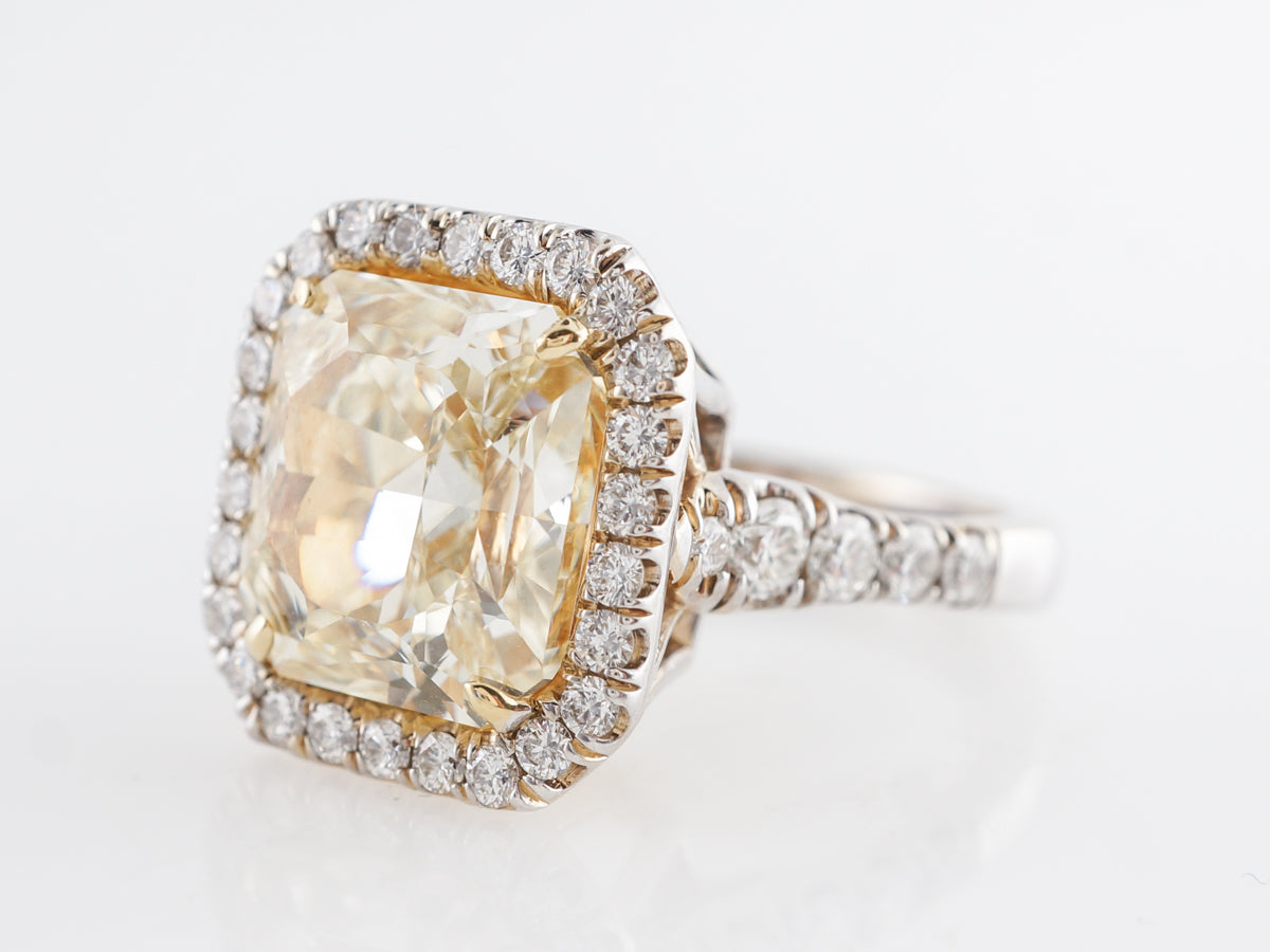 5.90 Carat Fancy Yellow Diamond Engagement Ring in Platinum & 18k