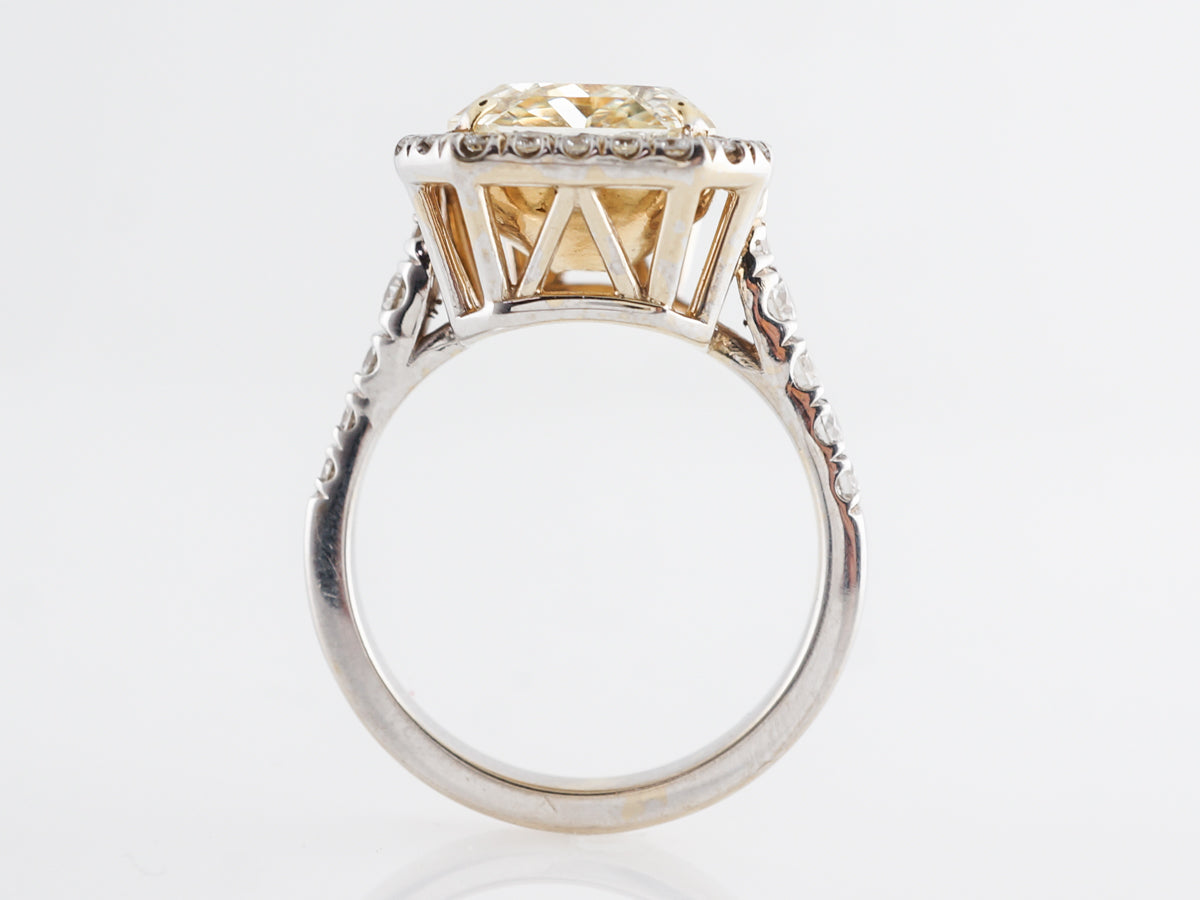 5.90 Carat Fancy Yellow Diamond Engagement Ring in Platinum & 18k