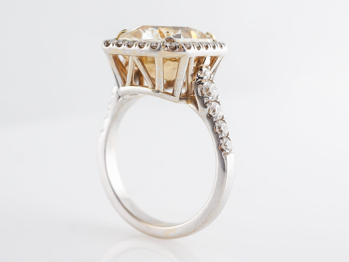 5.90 Carat Fancy Yellow Diamond Engagement Ring in Platinum & 18k