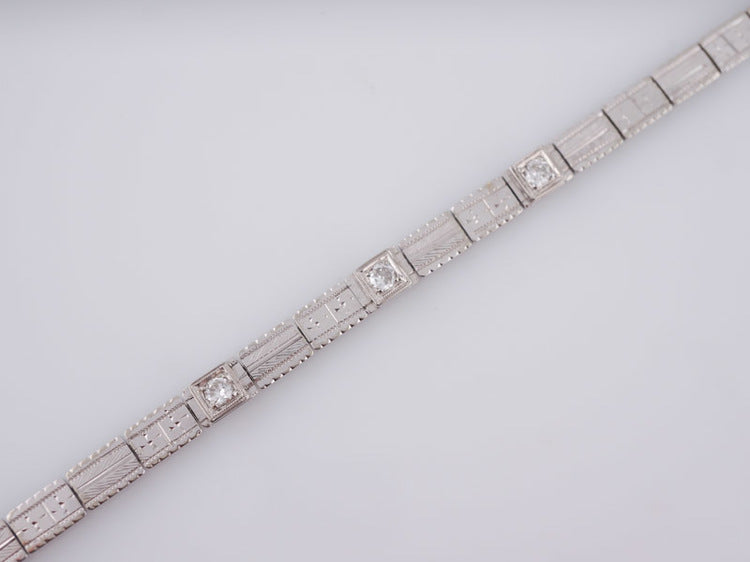 Antique Bracelet Belais Brothers Art Deco .26ct Old European Cut Diamonds in 18k White Gold