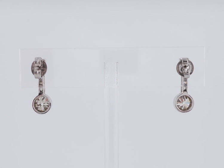 Antique Earrings Art Deco 2.37 cttw Old European Cut Diamonds in Platinum