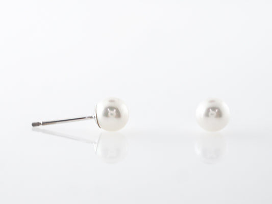 5mm Pearl Earrings in 14k White Gold