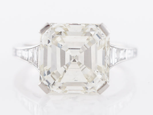 6 Carat Asscher Cut Diamond Engagement Ring in Platinum