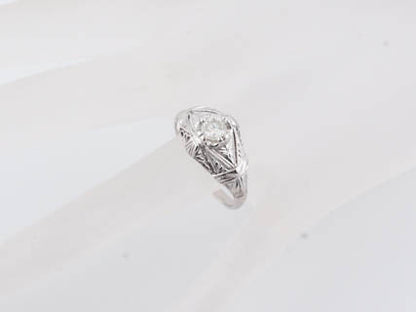 Antique Engagement Ring Late Art Deco .25ct Diamond in 14k White Gold