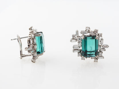 Vintage Tourmaline & Diamond Earrings in 14k