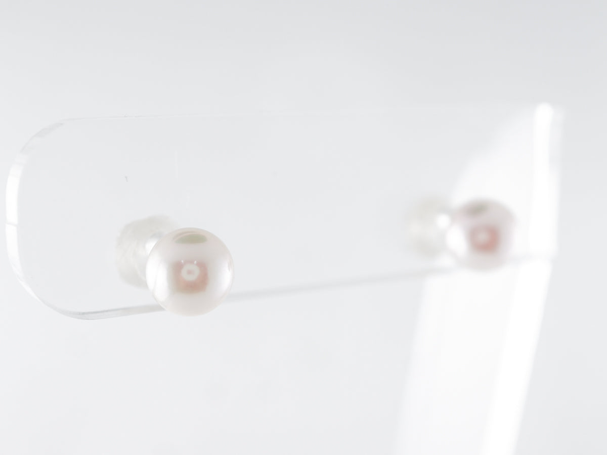 Pearl Stud Earrings in 14k White Gold