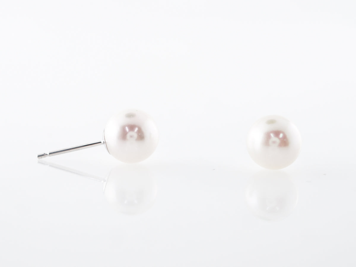 Pearl Stud Earrings in 14k White Gold