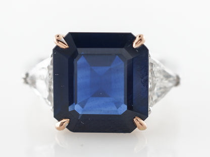 8 Carat Sapphire Engagement Ring in Platinum & Yellow Gold