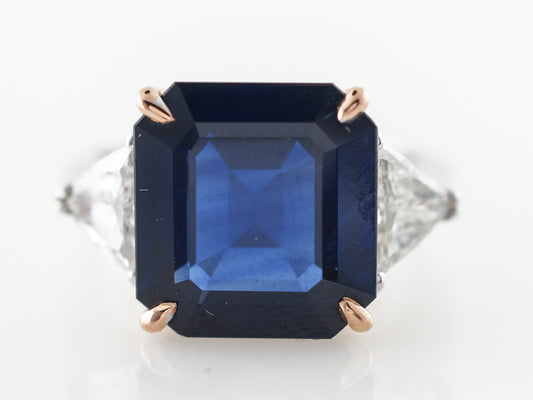 8 Carat Sapphire Engagement Ring in Platinum & Yellow Gold