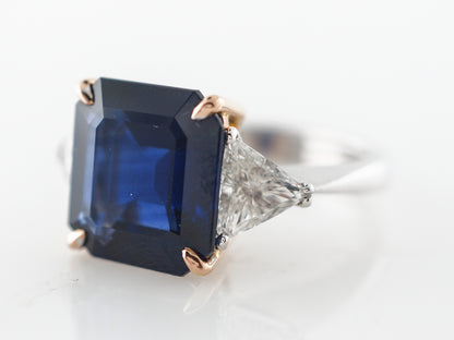 8 Carat Sapphire Engagement Ring in Platinum & Yellow Gold