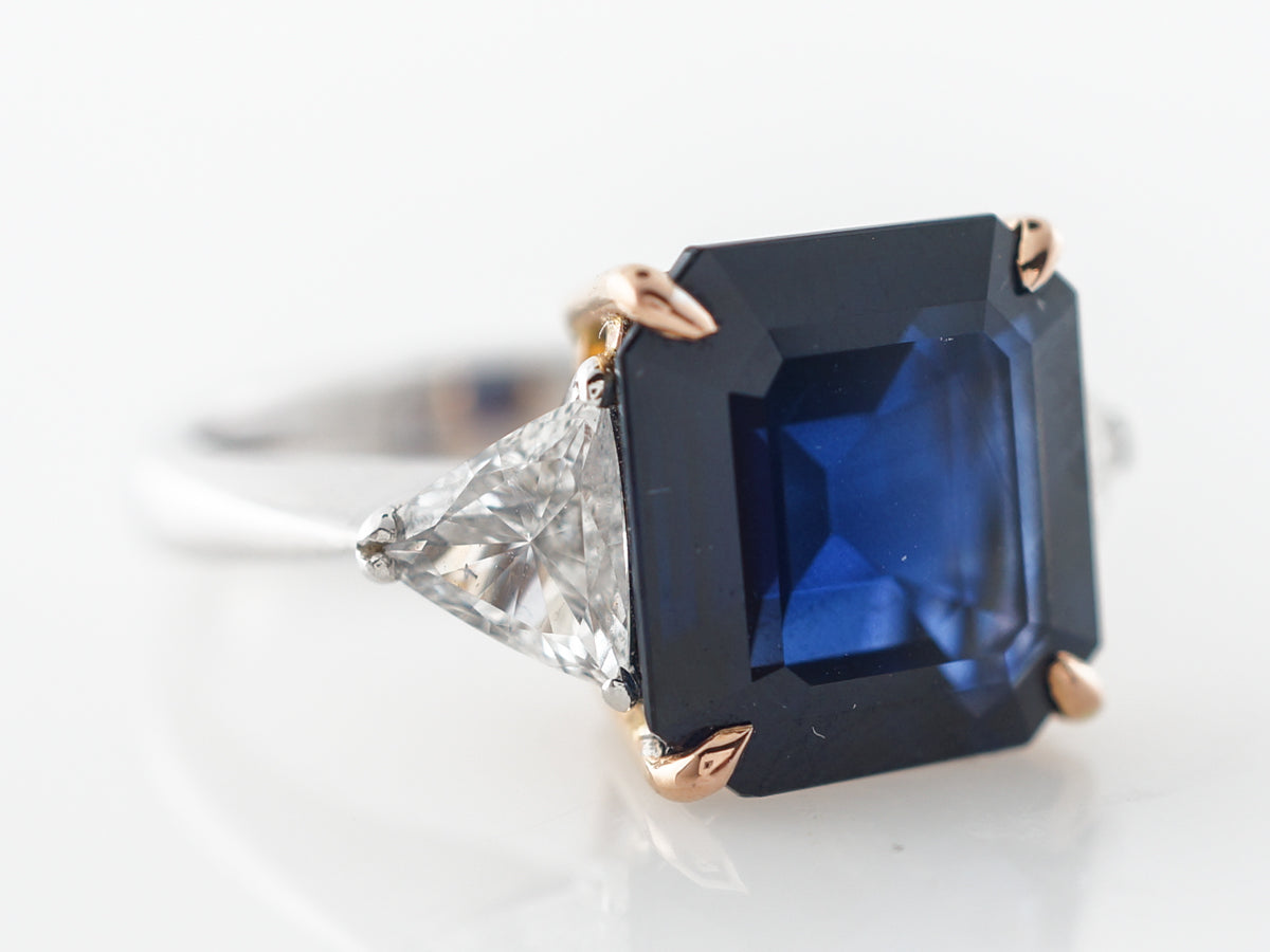 8 Carat Sapphire Engagement Ring in Platinum & Yellow Gold