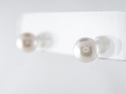 8mm Pearl Earrings in 14k White Gold