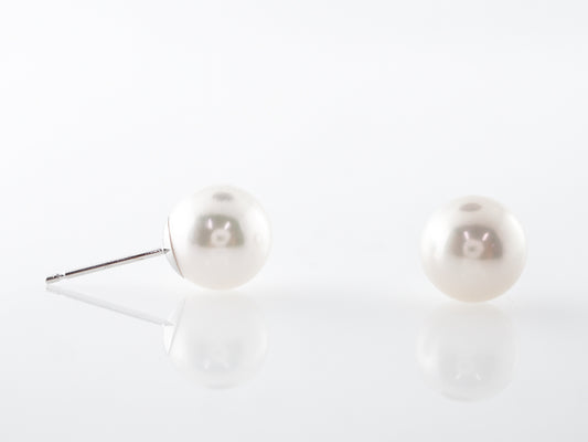 8mm Pearl Earrings in 14k White Gold