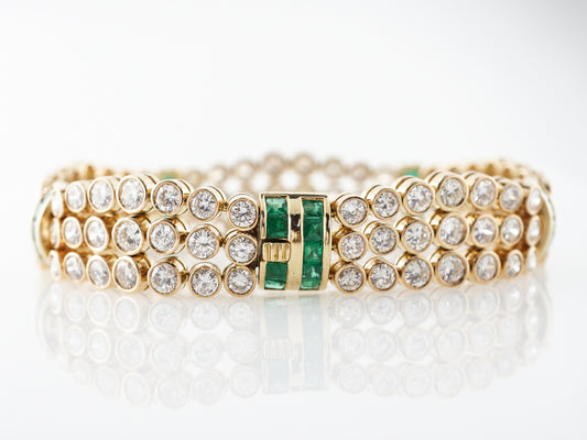 8 Carat Diamond Bracelet w/ Emeralds in 18k