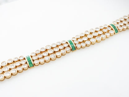 8 Carat Diamond Bracelet w/ Emeralds in 18k