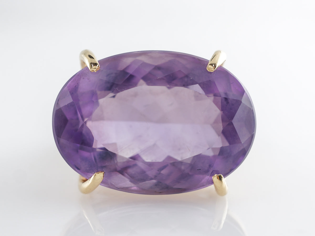 Antique 20 Carat Amethyst Cocktail Ring in 18k Yellow Gold